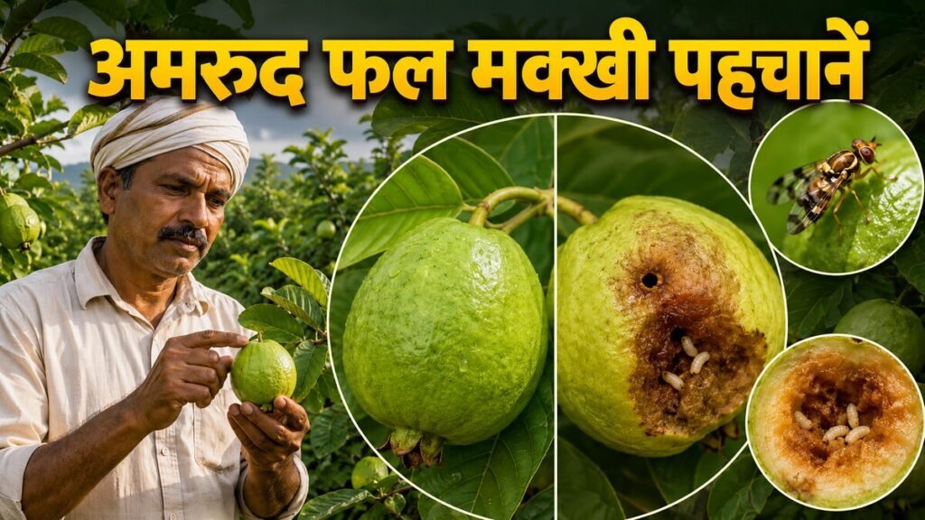 अमरूद के फल में फल मक्खी के छेद, सड़न और maggots की पहचान